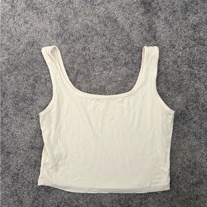 SHEIN Cream Ribbed Tank Top